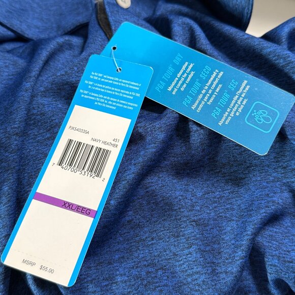 Official PGA Tour Apparel NWT mens sz XXL blue collared 3 button golf shirt - Picture 7 of 10